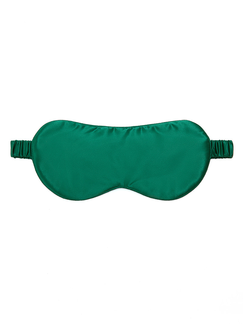 Viridian Lake Eye Mask In Mulberry Silk - Pine Shadow