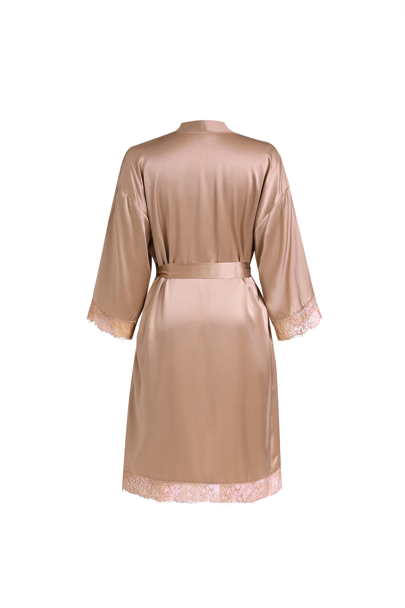 Wheat Shadows Robe In Mulberry Silk - Latte Harvest