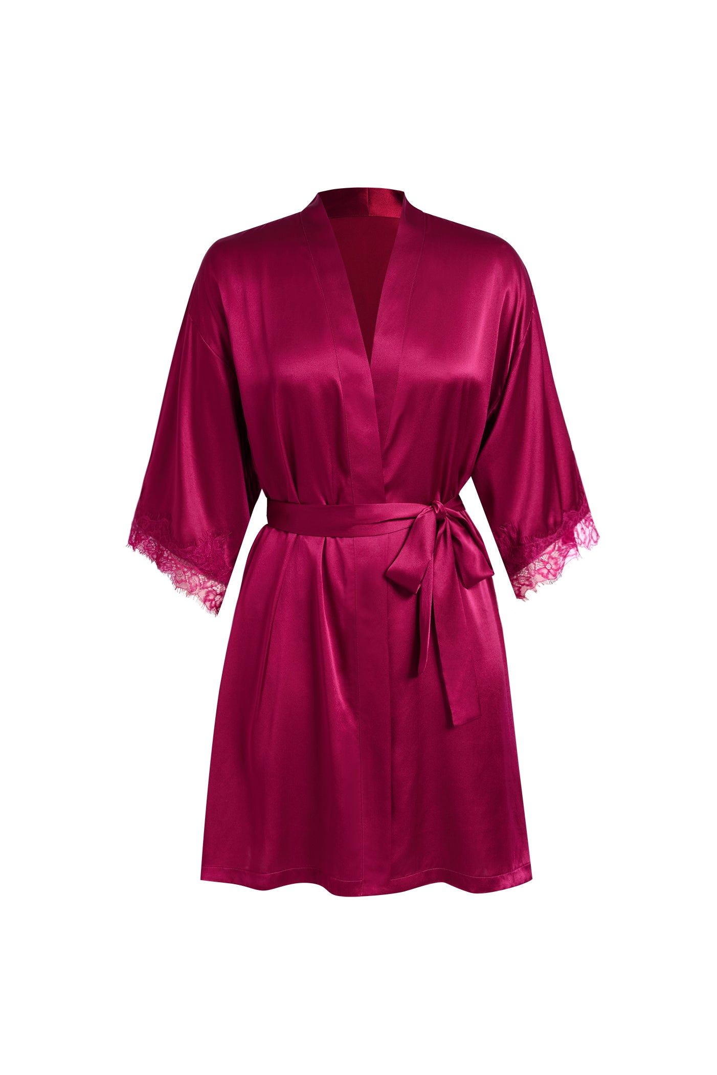 Crimson Maple Robe In Mulberry Silk - Mulled Wine