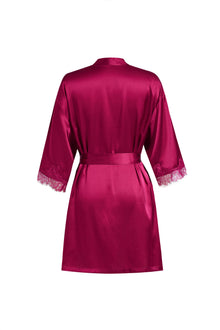 Crimson Maple Robe In Mulberry Silk - Mulled Wine