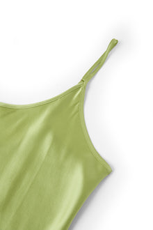Viridian Lake Slip Dress In Mulberry Silk - Lichen Moss