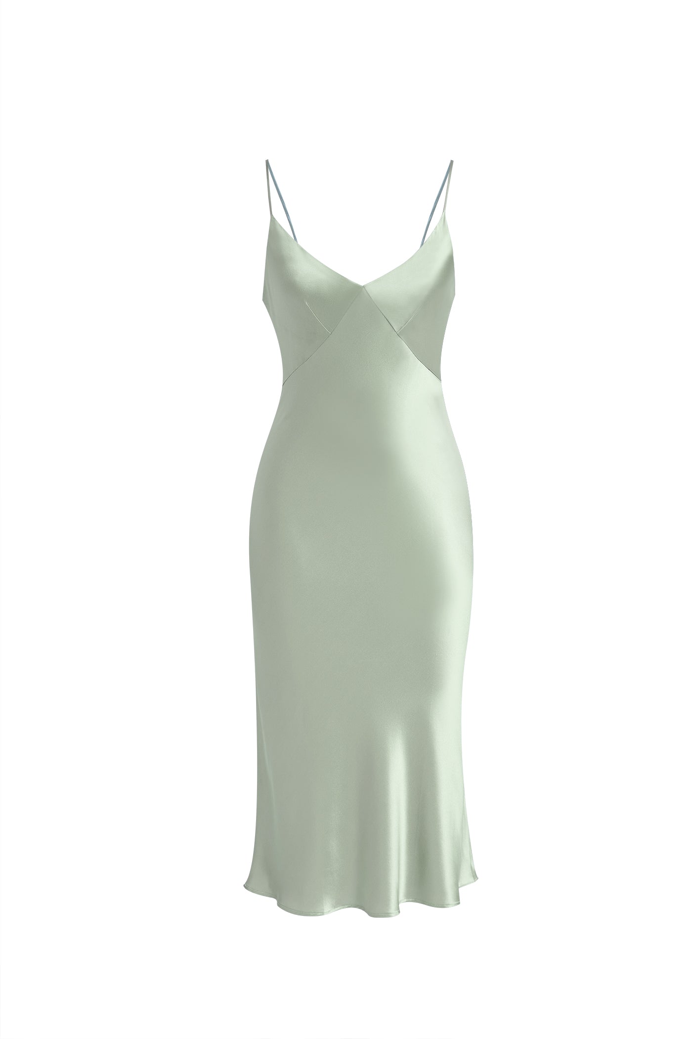 Viridian Lake Midi Slip Dress In Mulberry Silk - Misty Pine