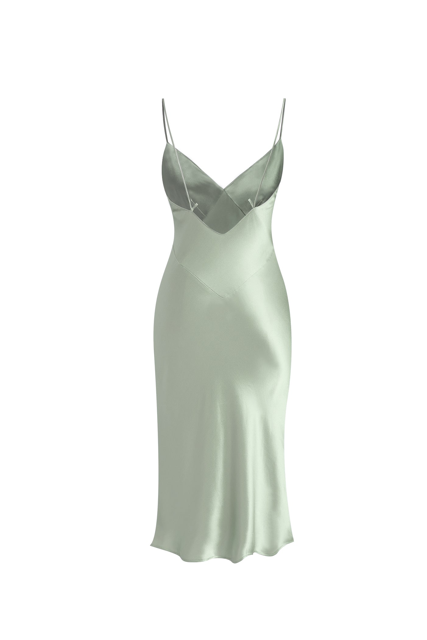 Viridian Lake Midi Slip Dress In Mulberry Silk - Misty Pine