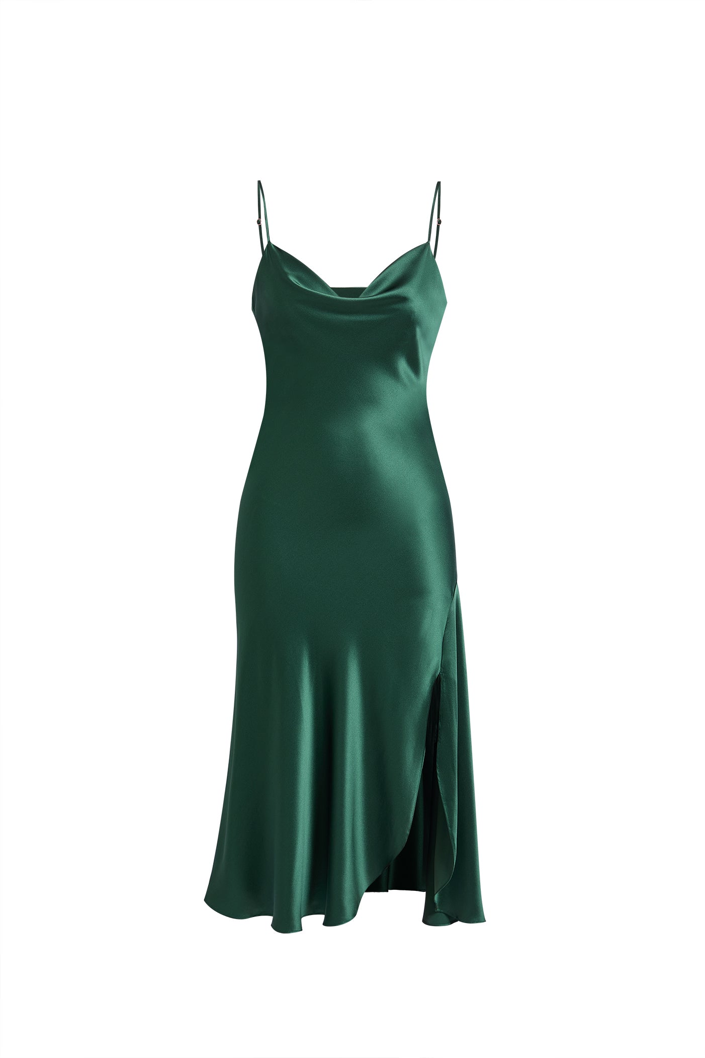 Viridian Lake Midi Slip Dress In Mulberry Silk - Pine Shadow