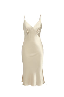 Wheat Shadows Slip Dress In Mulberry Silk - Champagne Breeze