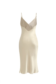 Wheat Shadows Slip Dress In Mulberry Silk - Champagne Breeze