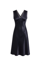 Midnight indigo Slip Dress In Mulberry Silk - Onyx Night