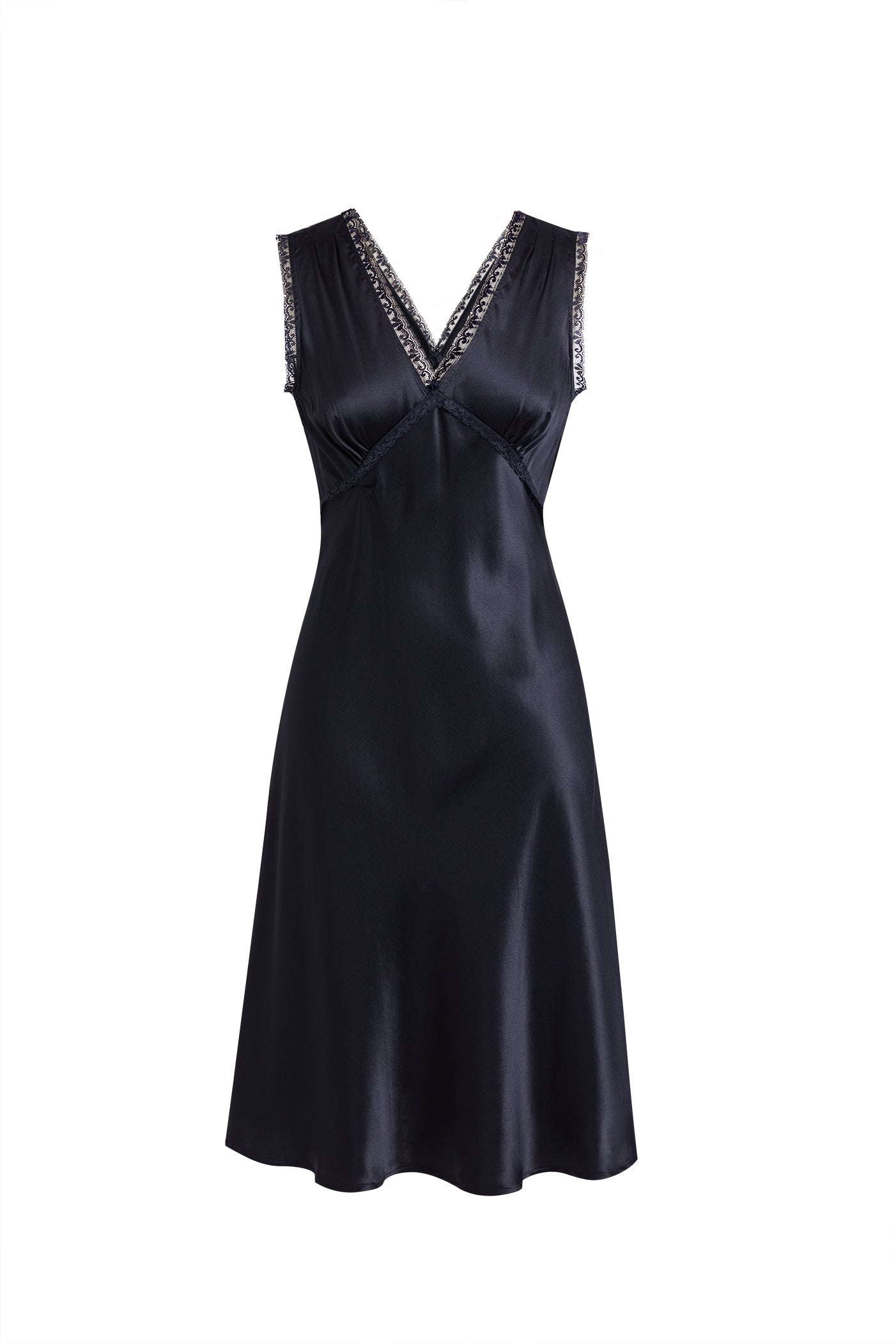 Midnight indigo Slip Dress In Mulberry Silk - Onyx Night