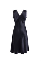 Midnight indigo Slip Dress In Mulberry Silk - Onyx Night