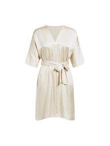Wheat Shadows Robe In Mulberry Silk - Field Straw
