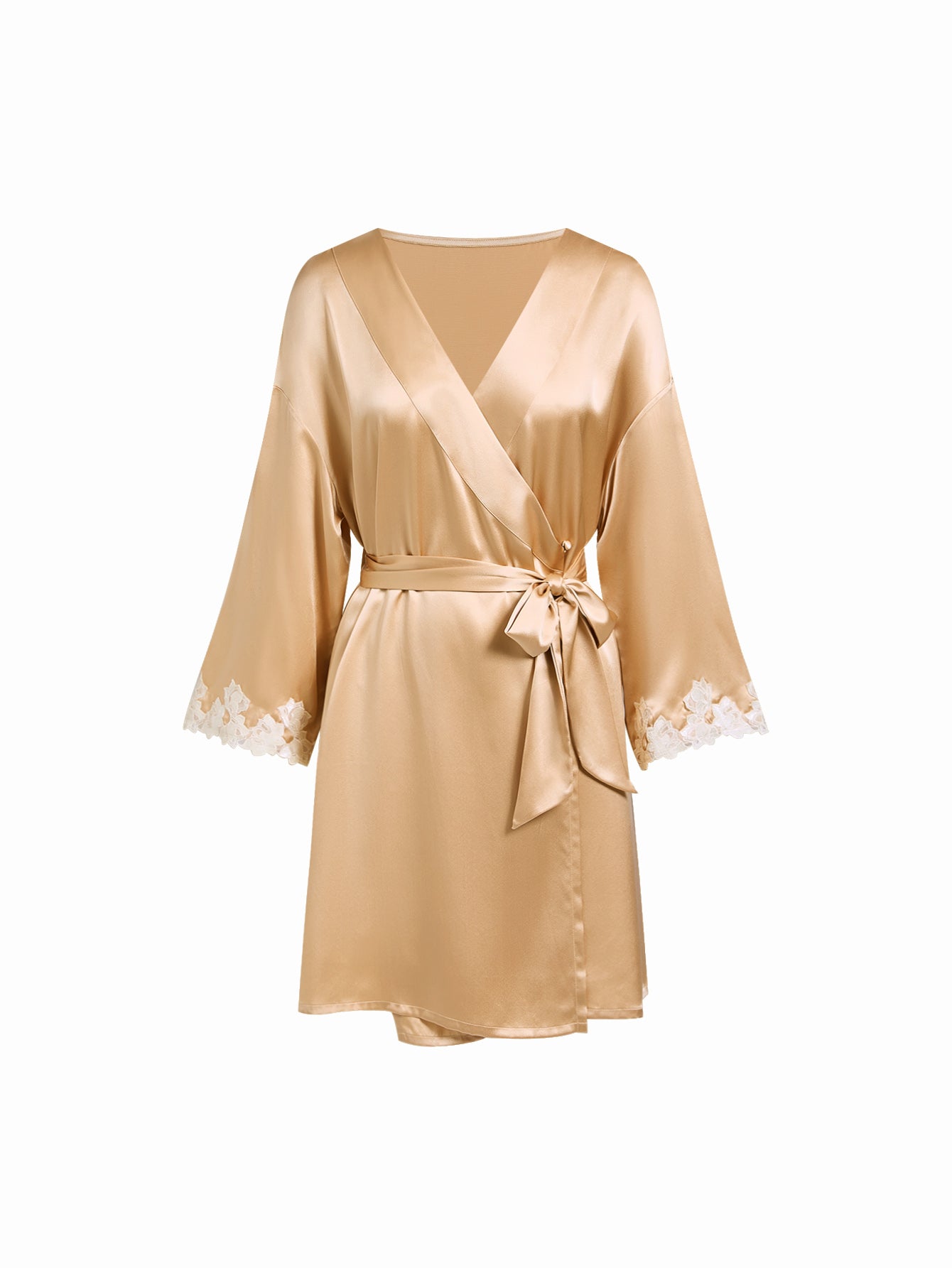 Wheat Shadows Robe In Mulberry Silk - Sunlit Chaff