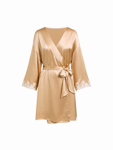 Wheat Shadows Robe In Mulberry Silk - Sunlit Chaff