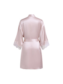 Blushing Skies Chemise and Robe Set In Mulberry Silk - Blush Horizon
