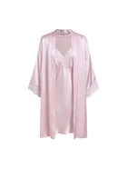 Blushing Skies Chemise and Robe Set In Mulberry Silk - Lilac Cloud