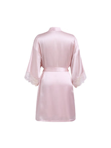 Blushing Skies Chemise and Robe Set In Mulberry Silk - Lilac Cloud