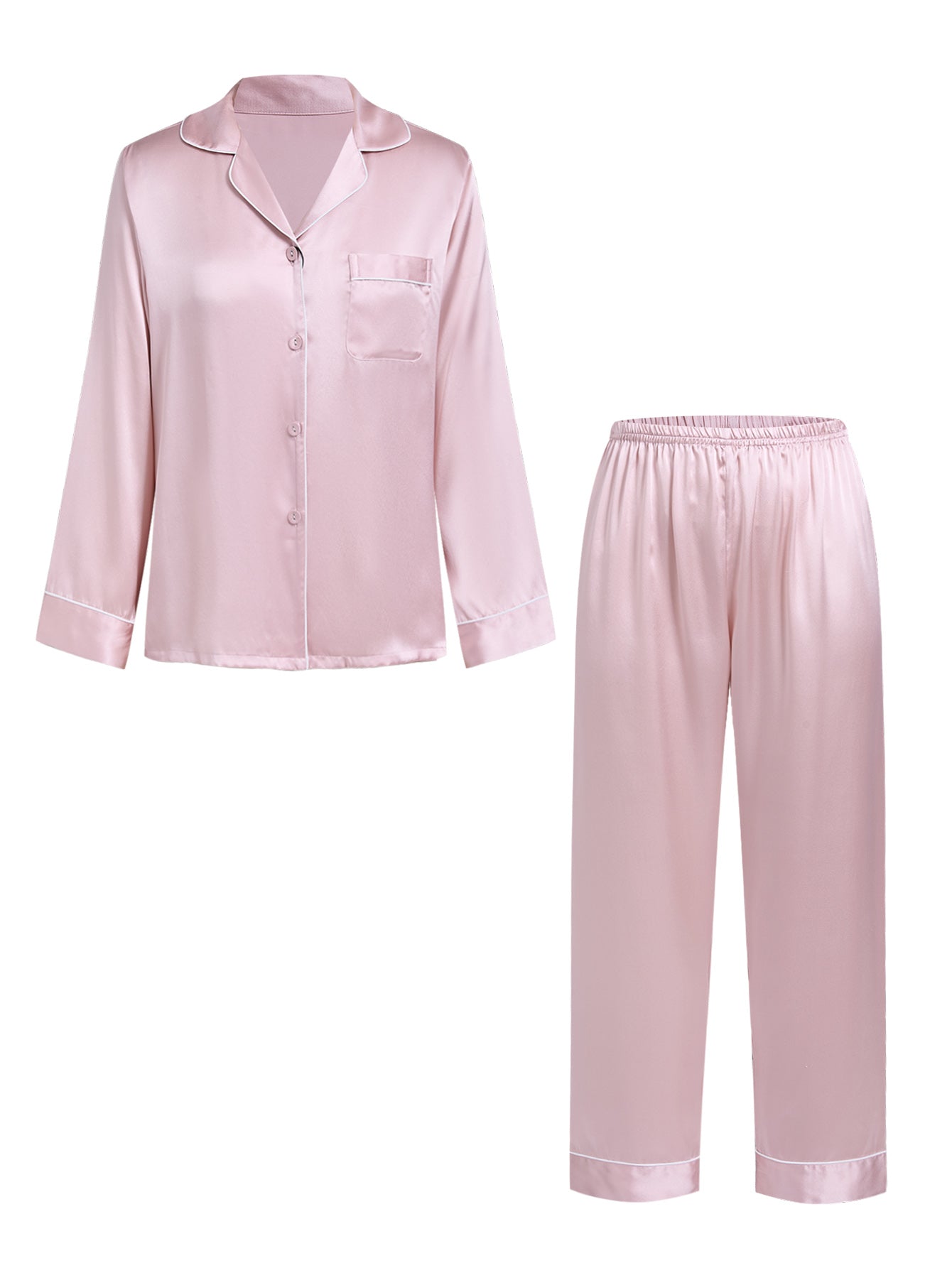 Blushing Skies Silk Pajama Set In Mulberry Silk - Afterglow Rose