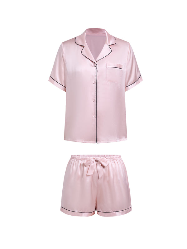 Blushing Skies Short Sleeve and Tap Pants Set In Mulberry Silk - Peach Sorbet