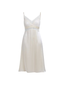 Lunar Glow Slip Dress In Mulberry Silk - Moonlit Stone